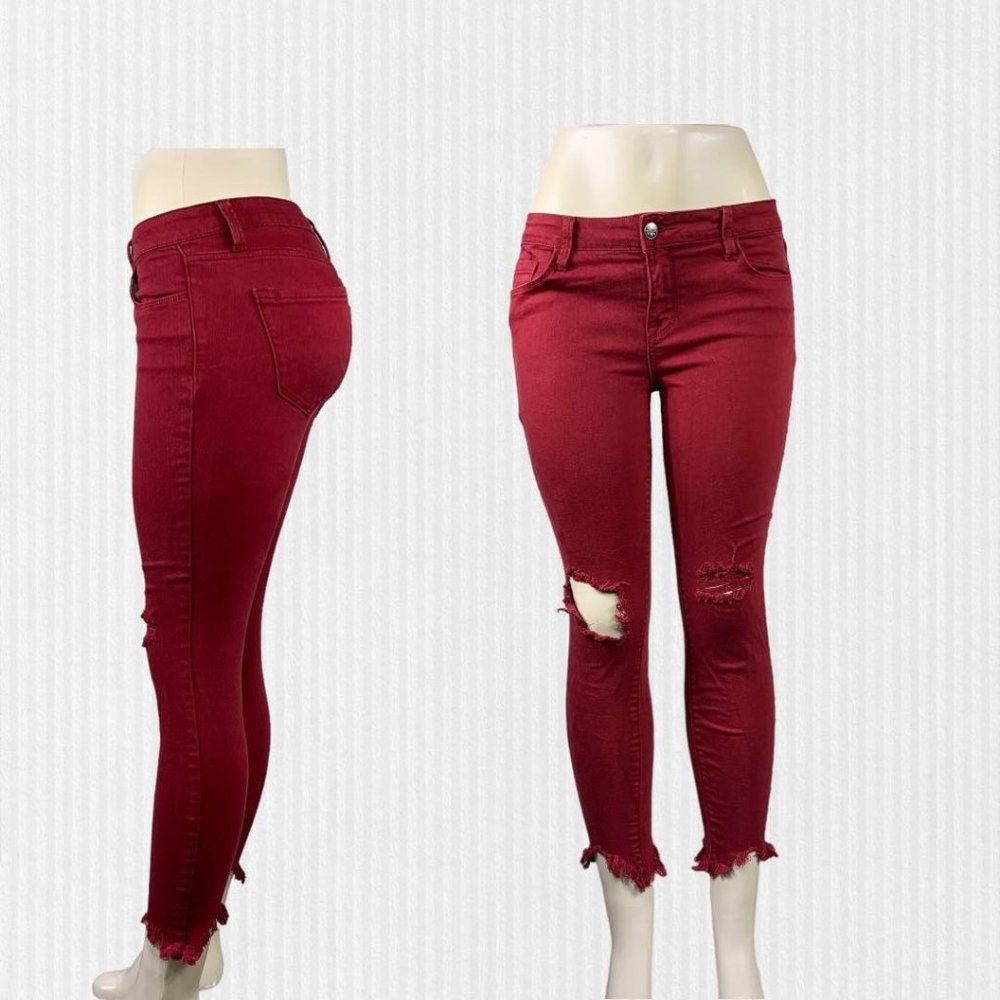 Women Skinny Jeans Red Color Cello